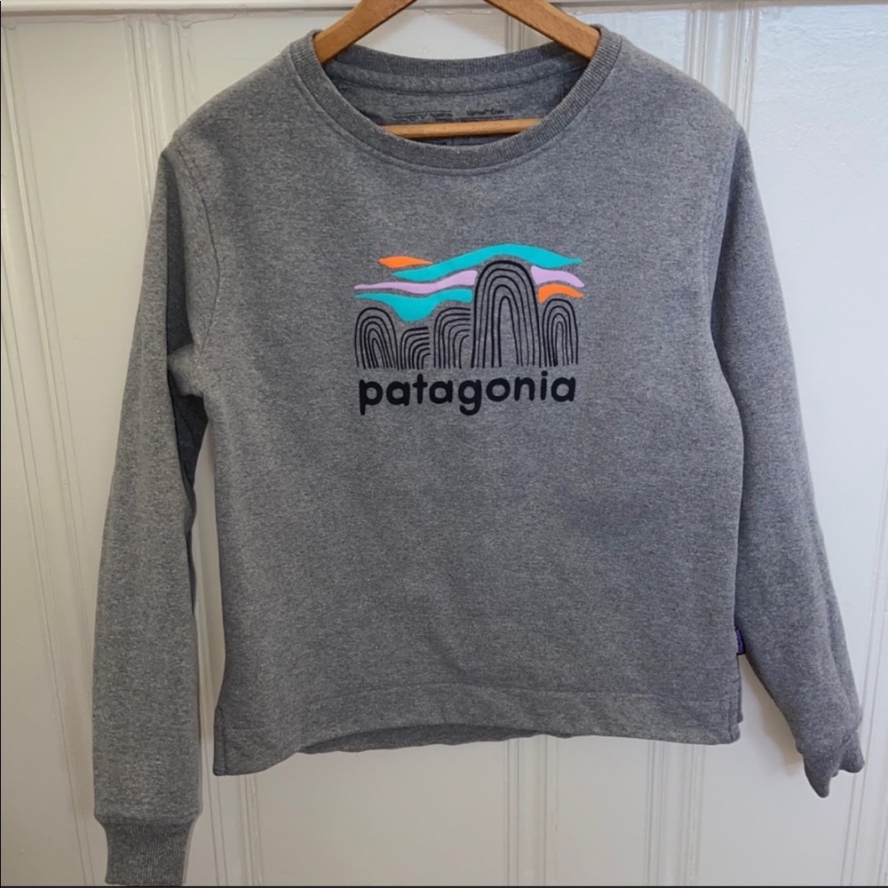 Patagonia Fitz Roy Boulders Uprisal Scene Gray Crew Sweatshirt